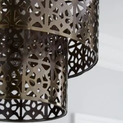 Cut Out 2 Tier Antique Brass Easy Fit Pendant Shade -ELEND SHOP 1000011025 alt02