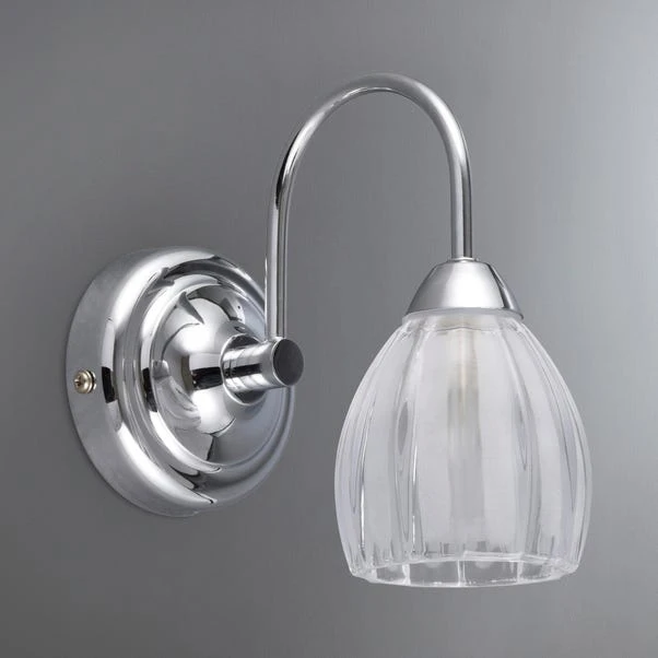 Julius Ribbed Glass Bathroom Wall Light 2 Julius Ribbed Glass Bathroom Wall Light - Image 2