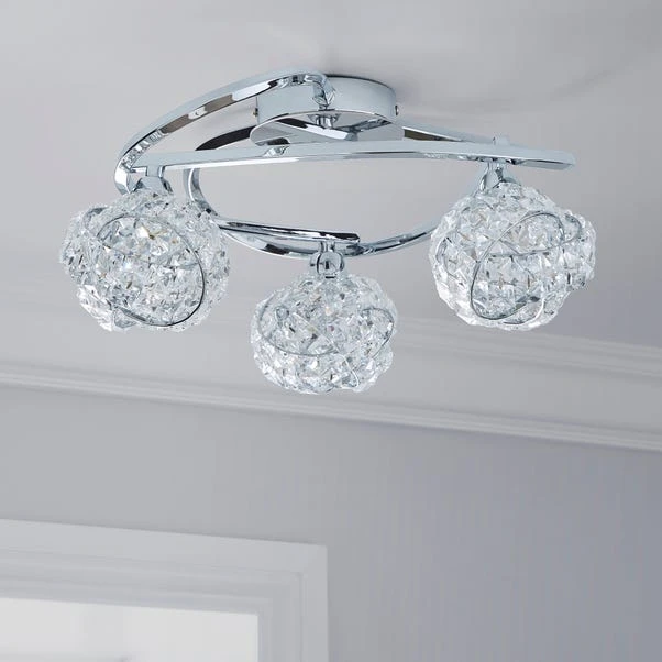 Cecilie 3 Light Crystal Semi Flush Ceiling Light 3 Cecilie 3 Light Crystal Semi Flush Ceiling Light - Image 3