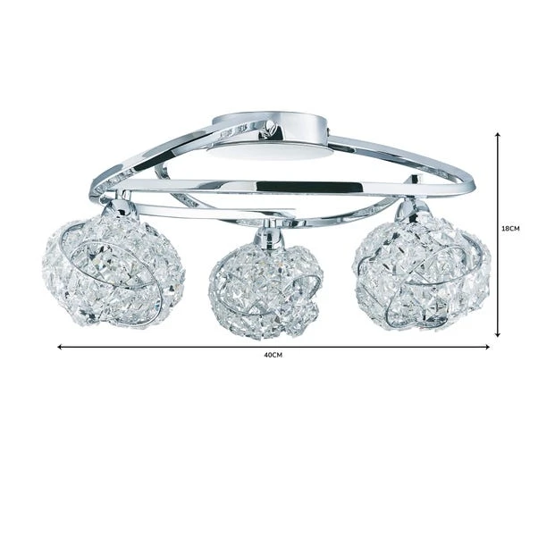 Cecilie 3 Light Crystal Semi Flush Ceiling Light 7 Cecilie 3 Light Crystal Semi Flush Ceiling Light - Image 7