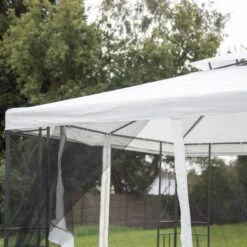 Steel 3m X 3m Cream Gazebo With Fly Screen 8 Steel 3m X 3m Cream Gazebo With Fly Screen -ELEND SHOP 1000121426 alt03