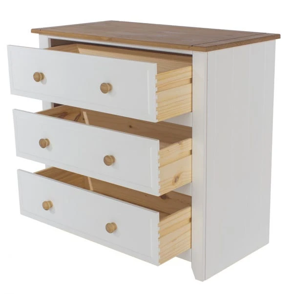 Capri 3 Drawer Chest, White & Pine 3 Capri 3 Drawer Chest, White & Pine - Image 3