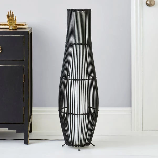 Alec Natural Cane Black Floor Lamp 2 Alec Natural Cane Black Floor Lamp - Image 2