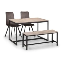 Tribeca 4 Seater Rectangular Dining Table With 2 Chairs And Bench, Black -ELEND SHOP 1000157371 alt06