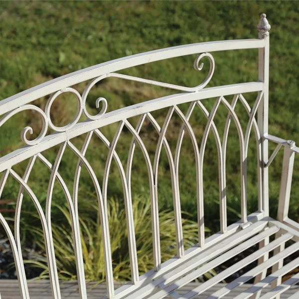 Wrought Iron 2 Seater White Bench 3 Wrought Iron 2 Seater White Bench - Image 3