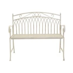 Wrought Iron 2 Seater White Bench 8 Wrought Iron 2 Seater White Bench -ELEND SHOP 1000162710 alt03