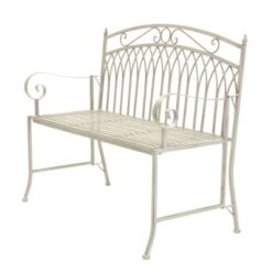 Wrought Iron 2 Seater White Bench 9 Wrought Iron 2 Seater White Bench -ELEND SHOP 1000162710 alt04