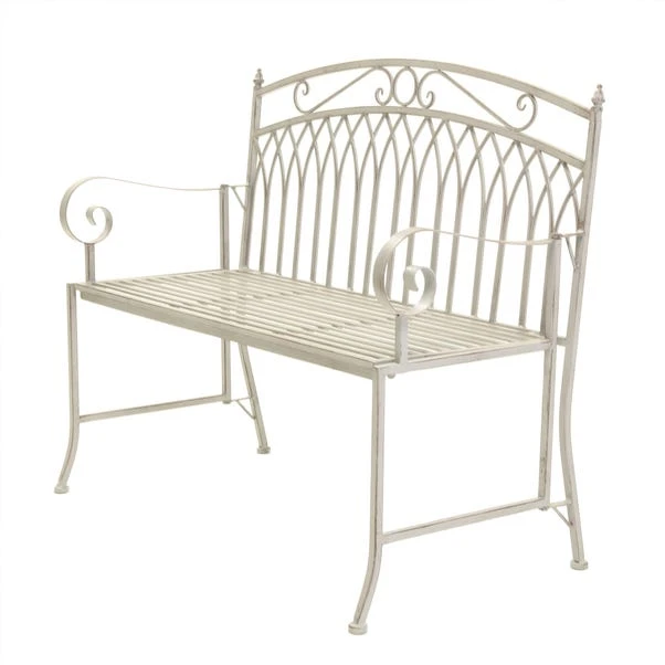 Wrought Iron 2 Seater White Bench 5 Wrought Iron 2 Seater White Bench - Image 5