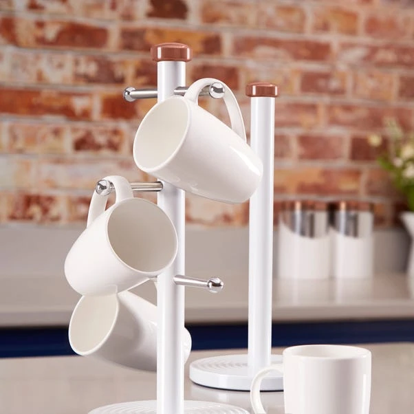 Tower Linear White & Rose Gold Mug Tree & Kitchen Roll Holder Set 4 Tower Linear White & Rose Gold Mug Tree & Kitchen Roll Holder Set - Image 4