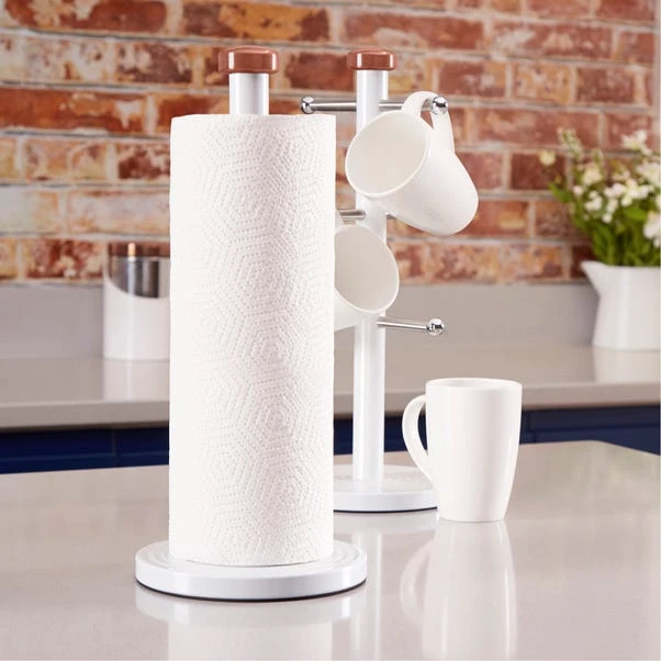 Tower Linear White & Rose Gold Mug Tree & Kitchen Roll Holder Set 5 Tower Linear White & Rose Gold Mug Tree & Kitchen Roll Holder Set - Image 5