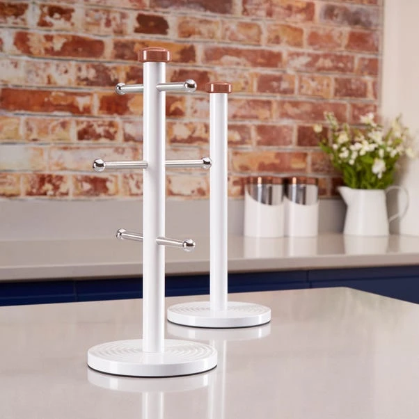 Tower Linear White & Rose Gold Mug Tree & Kitchen Roll Holder Set 6 Tower Linear White & Rose Gold Mug Tree & Kitchen Roll Holder Set - Image 6