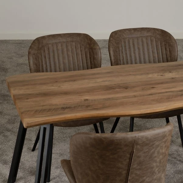 Quebec 4 Seater Wave Rectangular Dining Table With 4 Chairs, Brown 5 Quebec 4 Seater Wave Rectangular Dining Table With 4 Chairs, Brown - Image 5