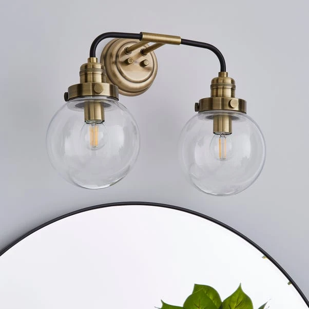 Broden Bathroom 2 Light Wall Light Antique Brass 2 Broden Bathroom 2 Light Wall Light Antique Brass - Image 2