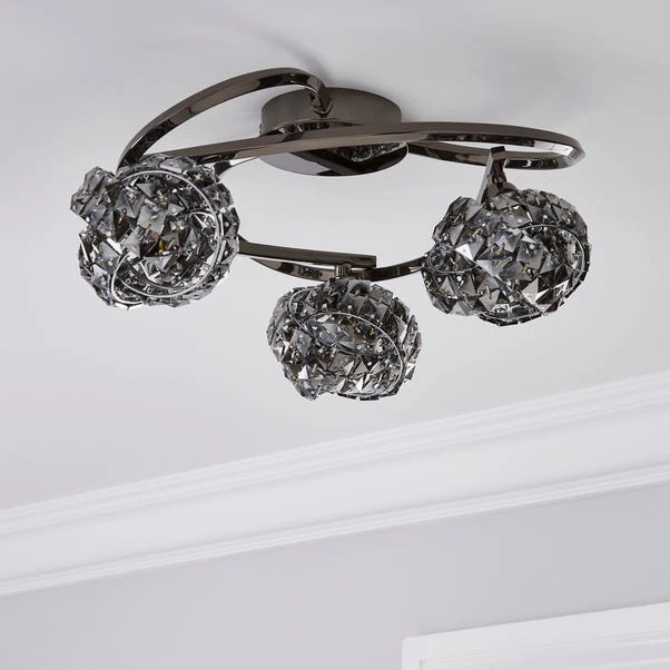 Cecilie Dark Chrome 3 Light Semi Flush Ceiling Light 2 Cecilie Dark Chrome 3 Light Semi Flush Ceiling Light - Image 2