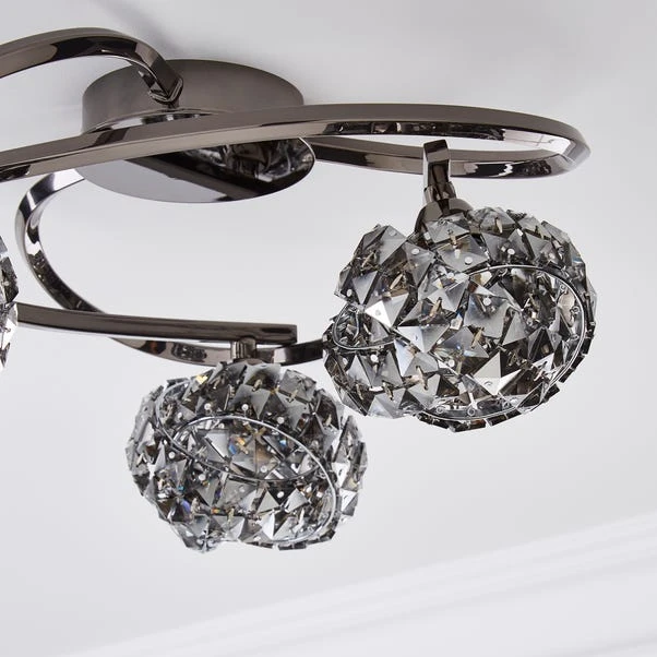 Cecilie Dark Chrome 3 Light Semi Flush Ceiling Light 3 Cecilie Dark Chrome 3 Light Semi Flush Ceiling Light - Image 3