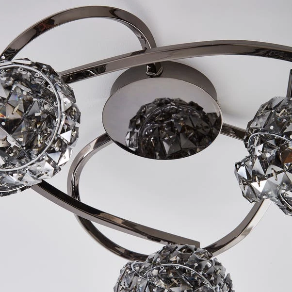 Cecilie Dark Chrome 3 Light Semi Flush Ceiling Light 4 Cecilie Dark Chrome 3 Light Semi Flush Ceiling Light - Image 4