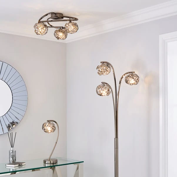 Cecilie Dark Chrome 3 Light Semi Flush Ceiling Light 7 Cecilie Dark Chrome 3 Light Semi Flush Ceiling Light - Image 7