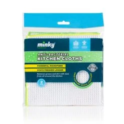 Pack Of 2 Minky Anti Bacterial Kitchen Cloths