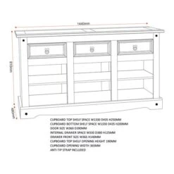 Corona Large Sideboard, Pine -ELEND SHOP 30498660 alt09