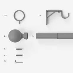 Ashton Extendable Metal Curtain Pole With Rings -ELEND SHOP 30566958 alt06