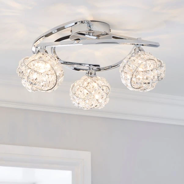 Cecilie 3 Light Crystal Semi Flush Ceiling Light 1 Cecilie 3 Light Crystal Semi Flush Ceiling Light