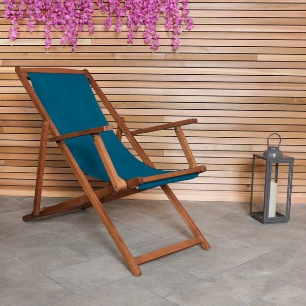Teal Wooden Deck Chair 1 Teal Wooden Deck Chair