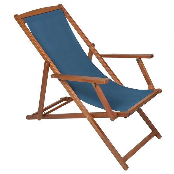 Teal Wooden Deck Chair 2 Teal Wooden Deck Chair - Image 2