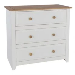 Capri 3 Drawer Chest, White & Pine