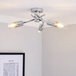 Corvus 3 Light Chrome Semi Flush Ceiling Light
