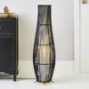 Alec Natural Cane Black Floor Lamp