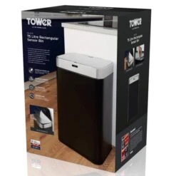 Tower 75 Litre Black Rectangular Sensor Bin -ELEND SHOP 30650674 alt06