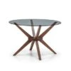 Chelsea 4 Seater Round Dining Table, Brown Wood, Glass