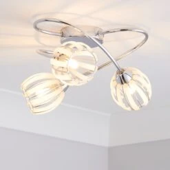 Rosa 3 Light Chrome Semi Flush Ceiling Light