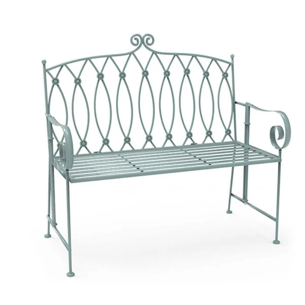 Wrought Iron 2 Seater Sage Green Bench 1 Wrought Iron 2 Seater Sage Green Bench