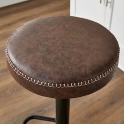 Venice Round Adjustable Height Swivel Bar Stool, Faux Leather -ELEND SHOP 30711334 alt03