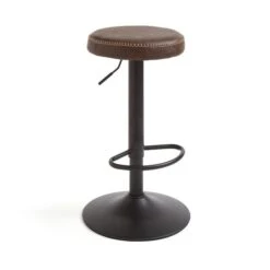 Venice Round Adjustable Height Swivel Bar Stool, Faux Leather -ELEND SHOP 30711334 alt05