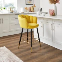 Vivian Counter Height Bar Stool, Velvet -ELEND SHOP 30724566