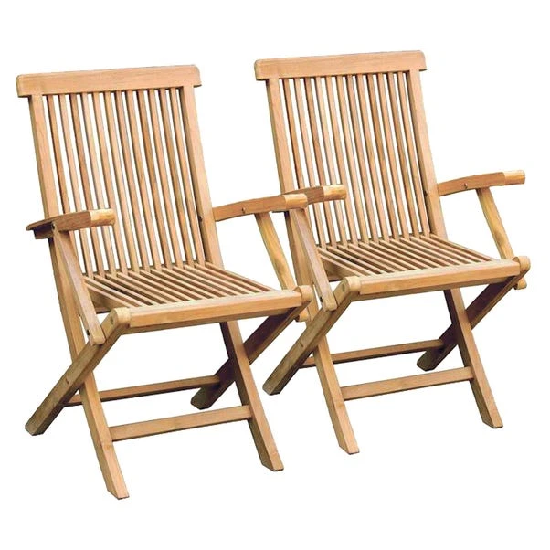 Set Of 2 Teak Wooden Folding Armchairs 1 Set Of 2 Teak Wooden Folding Armchairs