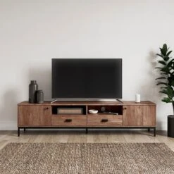 Fulton Pine Extra Wide TV Unit For TVs Up To 80"
