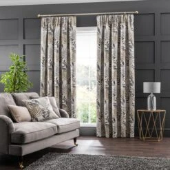 Leaf Jacquard Pencil Pleat Curtains 39 Leaf Jacquard Pencil Pleat Curtains -ELEND SHOP 30729261 alt01