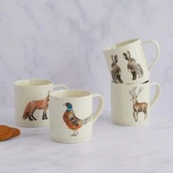 Set Of 4 Woodland Stackable Mugs