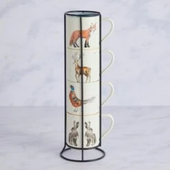 Set Of 4 Woodland Stackable Mugs -ELEND SHOP 30730083 alt02