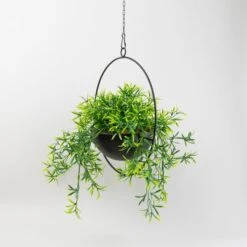 Artificial Trailing Plant In Black Industrial Round Hanging Plant Pot -ELEND SHOP 30732426 alt02