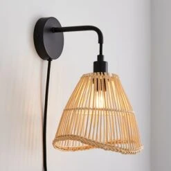 Elements Jaula Rattan Plug In Wall Light -ELEND SHOP 30752930
