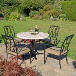 Avignon Dining Table With 4 Ascot Chairs Set -ELEND SHOP 30760653 alt04