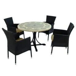 Avignon Dining Table With 4 Stockholm Black Chairs Set -ELEND SHOP 30760655 alt03