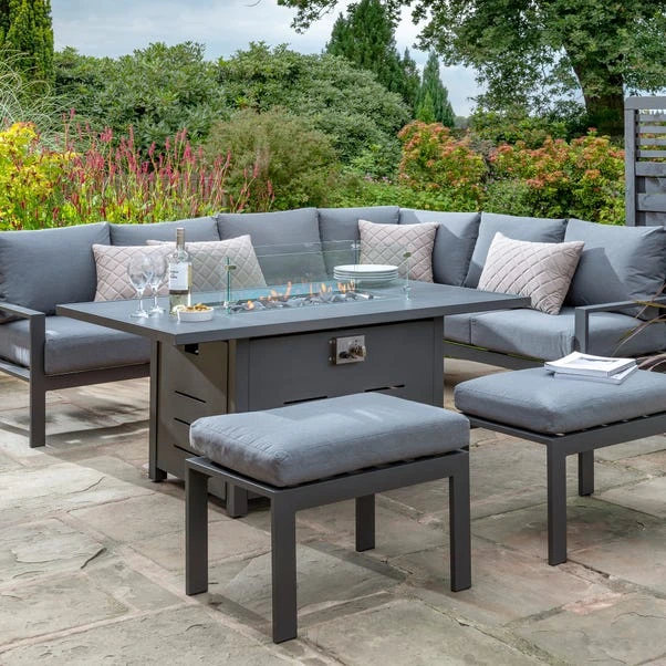 Titchwell Grey Corner Set With Firepit Table 1 Titchwell Grey Corner Set With Firepit Table