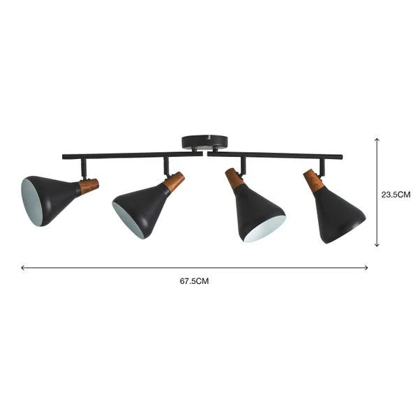 Elements Wolston 4 Light Semi Flush Spotlight Bar 18 Elements Wolston 4 Light Semi Flush Spotlight Bar - Image 18