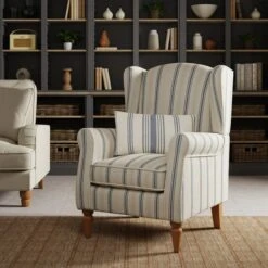 Oswald Pinstripe Wingback Armchair 38 Oswald Pinstripe Wingback Armchair -ELEND SHOP 30766628