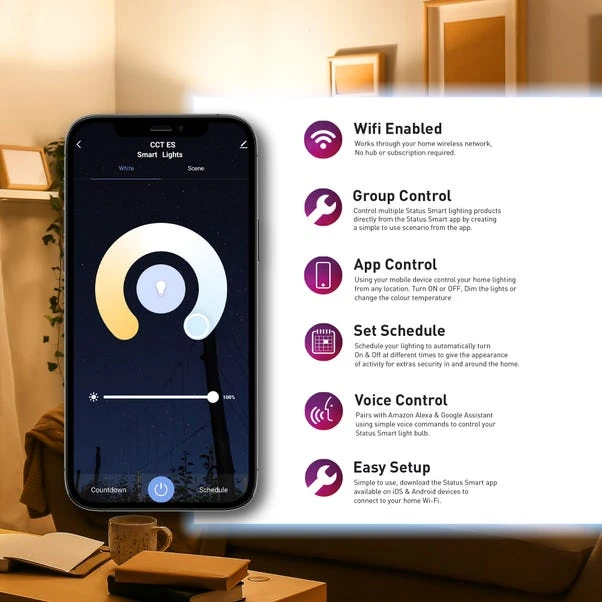 Status SMART 7W BC GLS Colour Changing Temperature Filament Bulb 4 Status SMART 7W BC GLS Colour Changing Temperature Filament Bulb - Image 4